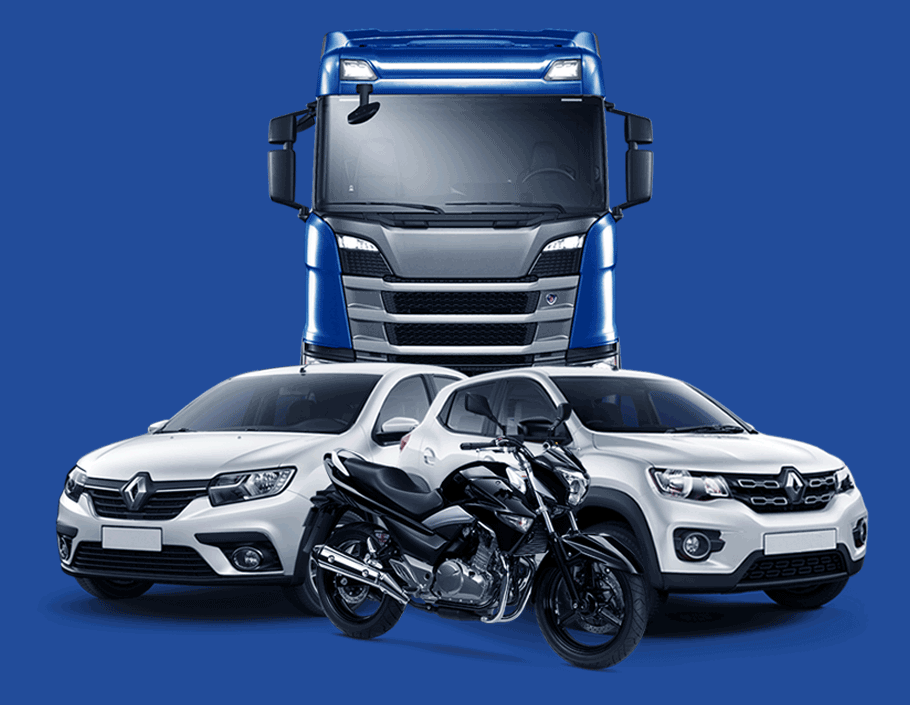 Frota protegida pela Seg Brasil: carro, caminhão e moto